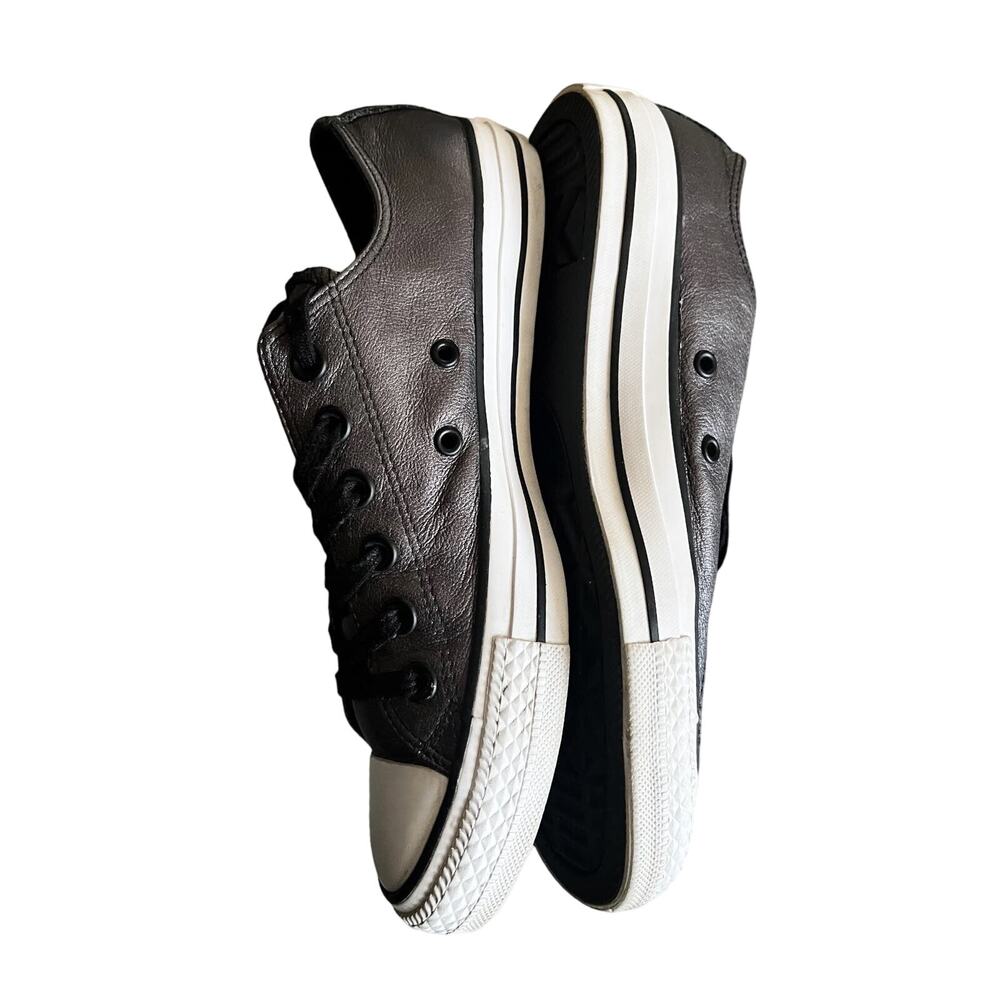 CONVERSE All Star Metallic Gray Leather Chuck Taylor Sneakers 544924C Shoes Sz 8 - Picture 12 of 12